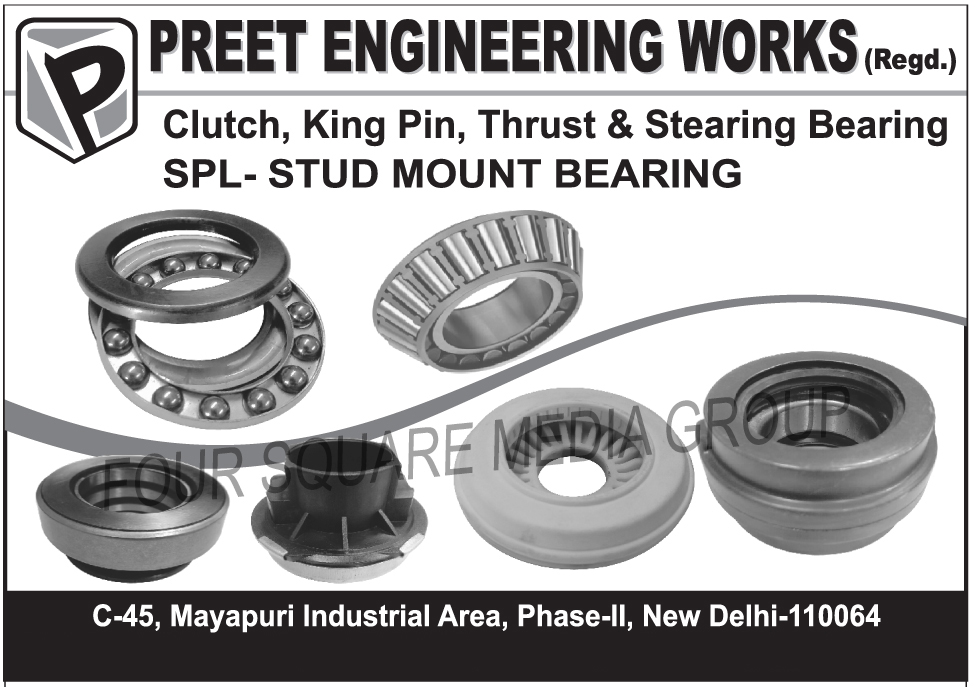 Automotive Components, Bearings, Bearing components, Clutches, King Pins, Thrust Bearings, Steering Bearings, Stud Mount Bearings