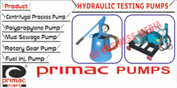 Hydraulic Testing Pumps, Centrifugal Process Pumps, Polypropylene Pumps, Mud Sewage Pumps, Rotary Gear Pumps, Fuel Injection Pumps