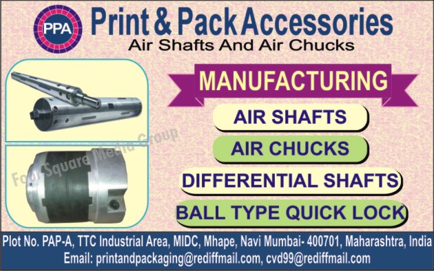 Air Shafts, Air Chucks, Differential Shafts, Quick Lock