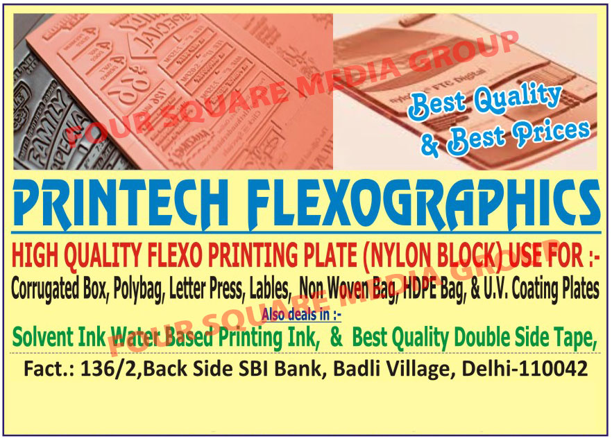 Flexo Printing Plate for Stickers, Flexo Printing Plate for Labels, Flexo Printing Plate for UV Coating, Double Side Tape, Flexo Printing Plate for Corrugated Box, Flexo Printing Plate for Poly Bag, Flexo Printing Plate for HDPE Bags, Flexo Printing Plate for Jute Bags, Flexo Printing Plate for Non Woven Bags, Corrugated Box, Poly Bag, DHPE Bags, Jute Bags, Surgical Disposable Products, Flexo Printing Plate, Solvent Ink Water Based Printing Ink, UV Coating Plates, PP Bags, HDPE Bags, Corrugated Boxes, Printing Solutions, Printed Packaging Bags, Plain Packaging Bags, Paper Disposable Products, Surgical Disposable Products, PP Packaging Bags, HDPE Packaging Bags, Non Woven Packaging Bags