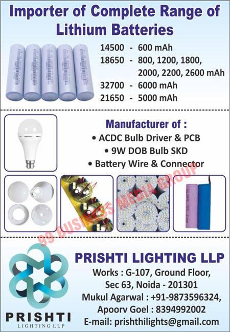 ACDC Bulb Drivers, ACDC Bulb PCBs, Battery Wires, Battery Connectors, Lithium Batteries