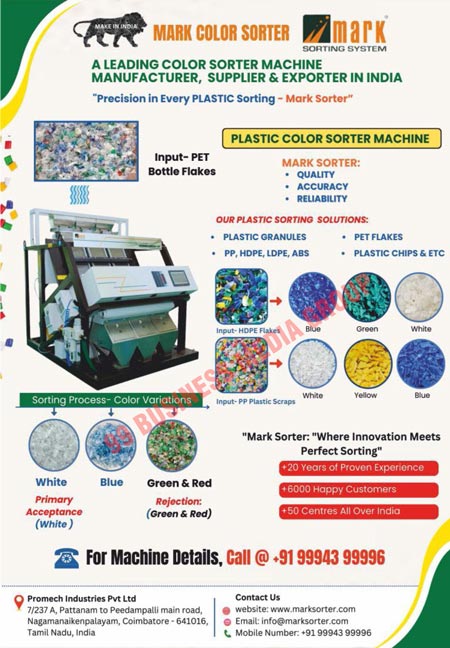 Color Sorter Machines, Plastic Color Sorter Machines