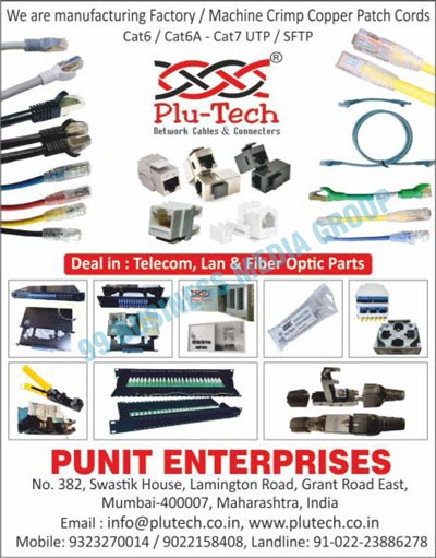 Telecom Parts, Lan Parts, Fiber Optic Parts, Network Cables, Network Connectors, Machine Crimp Copper Patch Cords