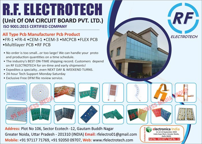 PCBs, FR-1 PCBs, FR-4 PCBs, CEM-1 PCBs, CEM-3 PCBs, MCPCBs, Flex PCBs, Multilayer PCBs, RF PCBs