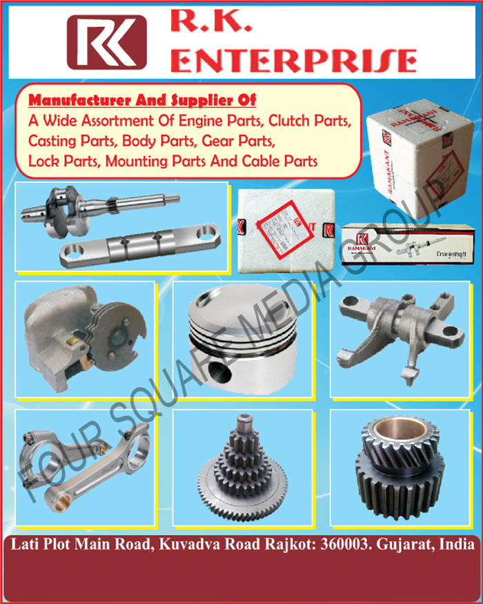 Engine Parts, Clutch Parts, Casting Parts, Body Parts, Gear Parts, Lock Parts, Mounting Parts, Cable Parts