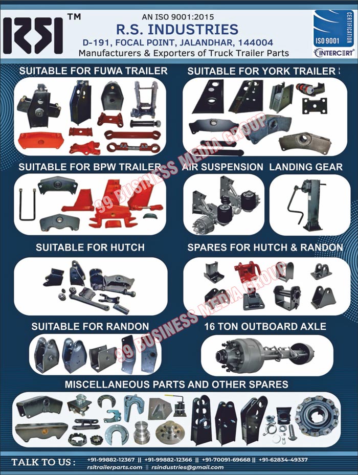 FUWA Trailer Suitables, BPW Trailer Suitables, HUTCH Suitables, YORK Trailer Suitables, Truck Trailer Parts, Truck Trailer Container Twist Locks, Miscellaneous Parts, Lift Axle Kits, Landing Gears, Air Suspensions, Miscellaneous Spare Parts, HUTCH Spares, Randon Spares, Randon Suitables, 16 Ton Outboard Axles, Truck Parts, Trailer Parts