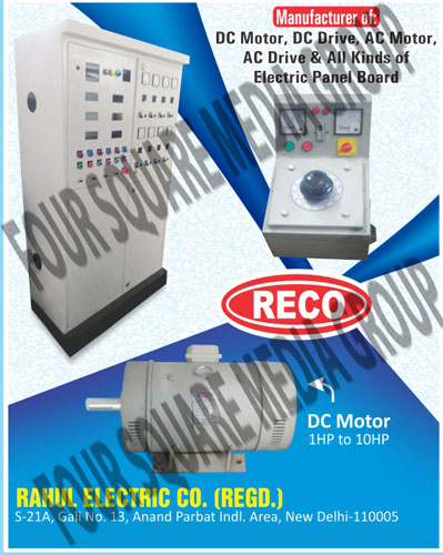 DC Motors, DC Drives, AC Motors, AC Drives, Electric Panel Boards