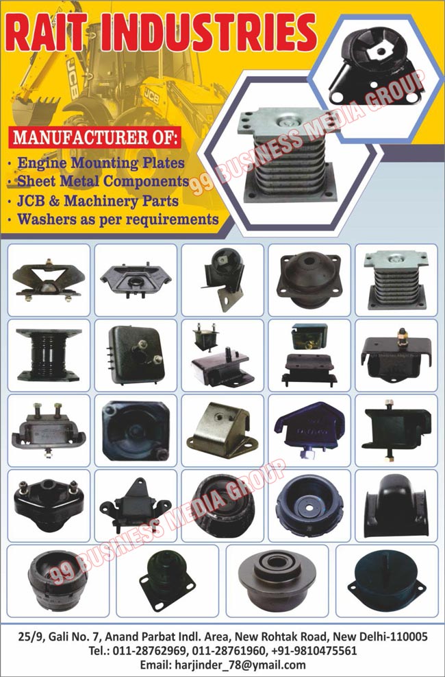 Automotive Mounting Plates, Automotive Sheet Metal Components, JCB Parts, JCB Spare Parts, Machinery Parts, Customized Washers, Customised Washers, Automotive Engine Mounting Plates