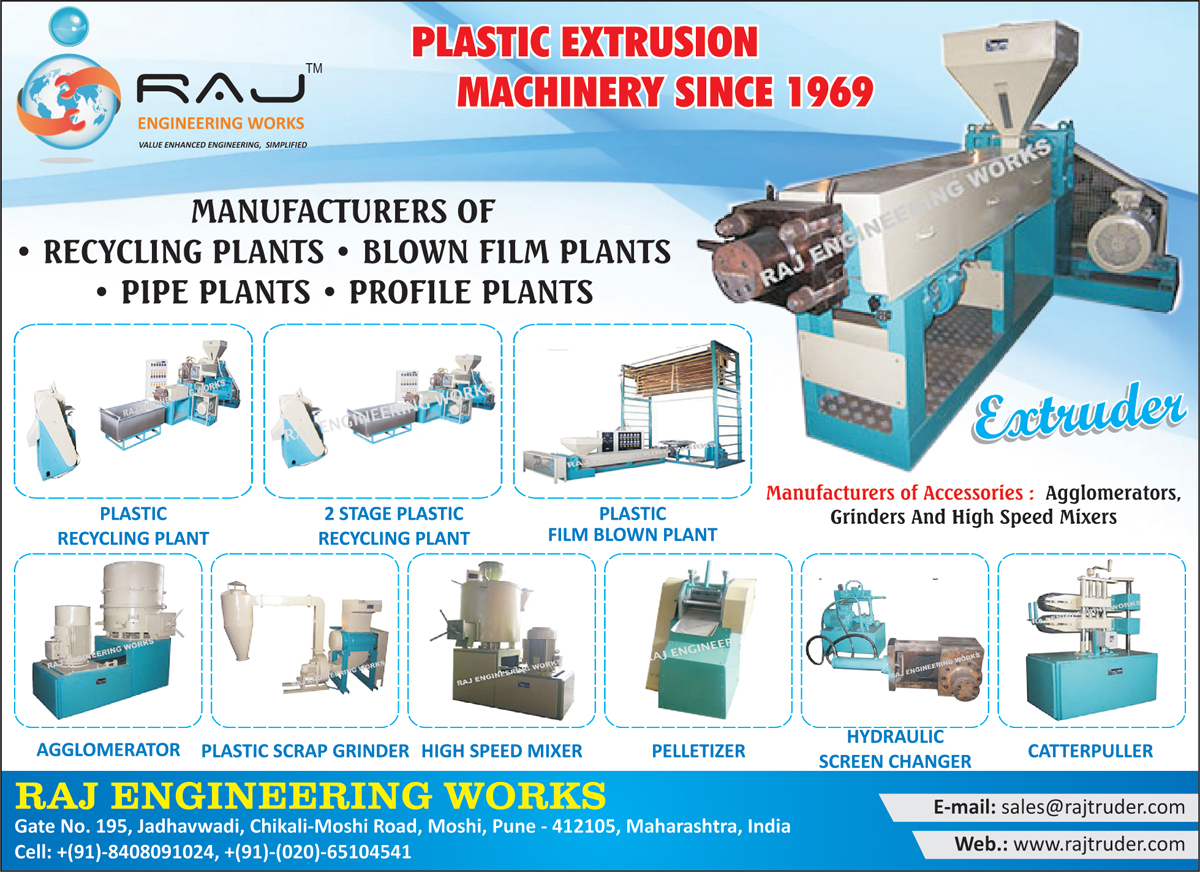 Recycling Plants, Blown Film Plants, Profile Plants, Pipe Plants, Plastic Recycling Plants, Two Stage Plastic Recycling Plants, Plastic Film Blown Plants, Agglomerator, Plastic Scrap Grinders, Mixer For Plastic, Pelletizer, Hydraulic Screen Changer, Catter Puller Machines, Agglomerator Accessories, Scrap Grinder Accessories, Accessories For Plastic Mixers, Extruder, Plastic Waste Grinders, Waste Grinder Accessories,Catterpuller