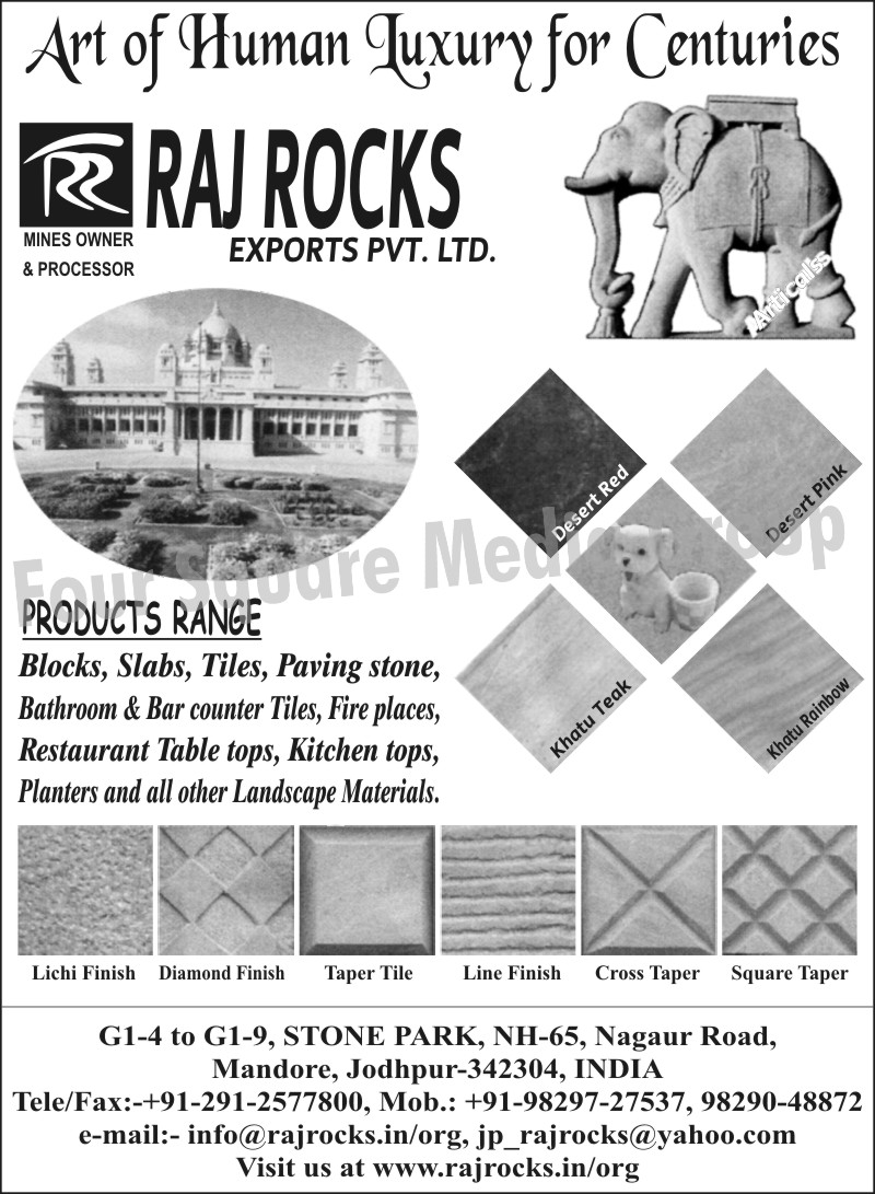 Blocks, Slabs, Tiles, Paving Stones, Bathroom Tiles, Bar Counter Tiles, Restaurant Table Tops, Kitchen Tops, Landscape Materials