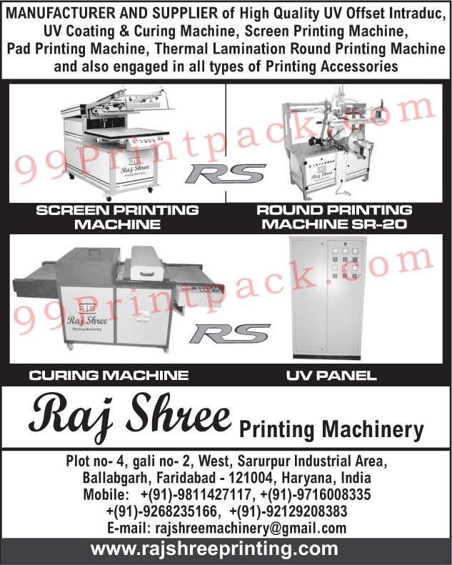 UV Coating Machine, UV Curing Machine, Screen Printing Machine, Pad Printing Machine, Thermal Lamination Round Printing Machines, , Printing Accessories, UV Offset Intraduc, UV Panels, Curing Machines,UV Coating Machine, UV Curring Machine, Screen Printing Machine, Pad Printing Machine, Hood Water Chiller, Drying Rack, Conveyor Belt