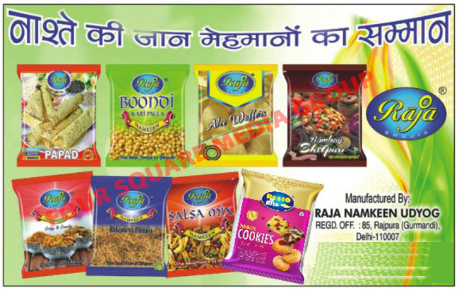 Namkeens, Sweets, Halka Fulka, Bikaneri bhujia, Kanpuri Bhujia, Khatta Meetha, Aloo bhujia, Bhelpuri, Navrattan Mixtures, Cookies, Suji Toast, Wafers, Moong Dal, Papad, Rose Syrup, Pickle, Sing Dana, Peanuts, Varat Mixtures, Chips