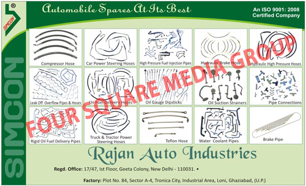 Fuel Injection Pipes, Fuel Pipes, Fuel Hoses, Power Steering Hoses, Brake Pipes, Brake Hoses, Air brake Pipes, Air Brake Hoses, Automotive Heater Pipes, Automotive Water Pipes, Automotive Air Compressor Pipes, Automotive Air Compressor Hoses, Teflon Hoses, Hydraulic Hoses, Automotive Dip Sticks, JCB Hydraulic Hoses, KOMATSU Hydraulic Hoses, CATERPILLAR Hydraulic Hoses, Tractor Trolley Hydraulic Hoses, Hydraulic Machinery Hydraulic Hose, Hydraulic Hose for Hydraulic Machines, Customized Tubular Components,Automobile pipes, Control cables, Nozzle pipe, Air conditioner pipe, Diesel pipe, LPG pipes kit, Automotive Pipes, Automotive Hoses