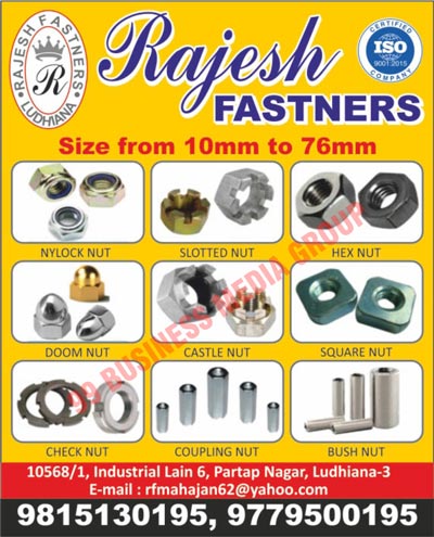 Nylock Nuts, Slotted Nuts, Hex Nuts, Doom Nuts, Castle Nuts, Square Nuts, Check Nuts, Coupling Nuts, Bush Nuts