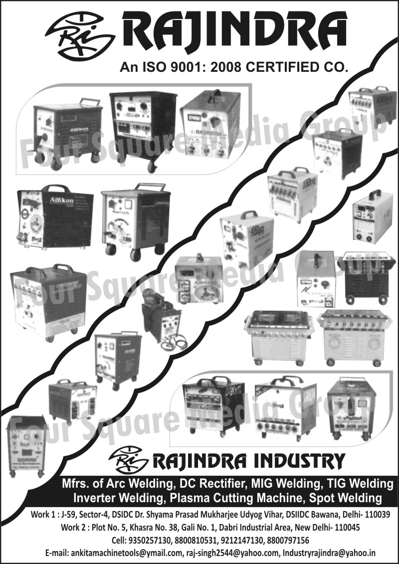 ARC Welding Machines, DC Rectifier Machines, MIG Welding Machines, TIG Welding Machines, Inverter Welding Machines, Plasma Cutting Machines, Spot Welding Machines