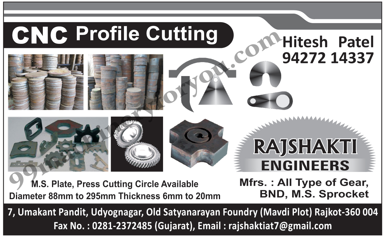 CNC Profile Cutting, Gear Sprocket, BND, MS Sprocket, Ms Plate, Press Cutting Circle