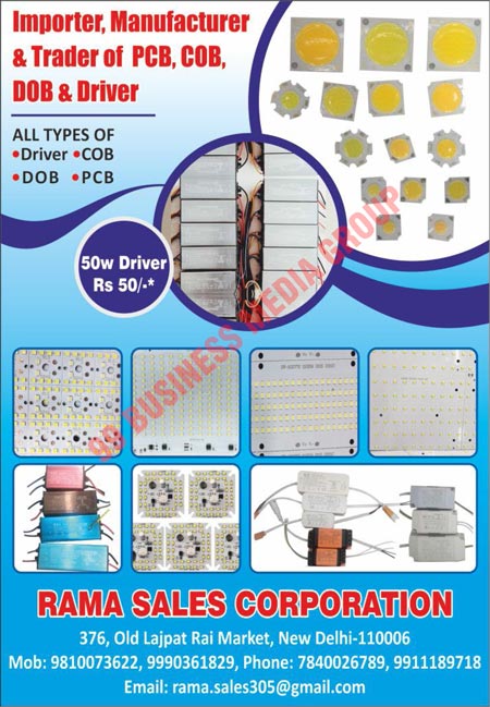 Led PCBs, Led COBs, Led DOBs, Led Drivers