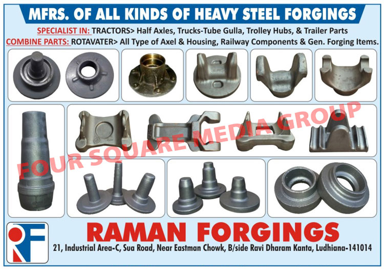 Heavy Steel Forgings, Tractor Half Axle Forgings, Truck Tube Gulla Forgings, Truck Trolley Hub Forgings, Check Nut Forgings, Rear Pads Forgings, Combine Parts Forgings, Hub Forgings, Bull Gear Forgings, Rotavator Hub Forgings, Reaper Hub Forgings, General Forging Items, Trailer Parts, Housings, Railway Components