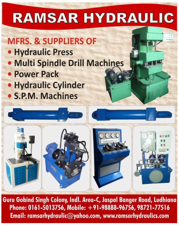 Hydraulic Presses, Drill Machines, Power Packs, Hydraulic Cylinder, Special Purpose Machines