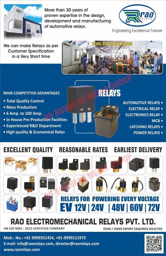 Electromagnetic Relays, Automotive Relays, Power Relays, Electrical Relays, Electronic Relays, Latching Relays, MCB Relays, MCBs, Smart Meter Latching Relays