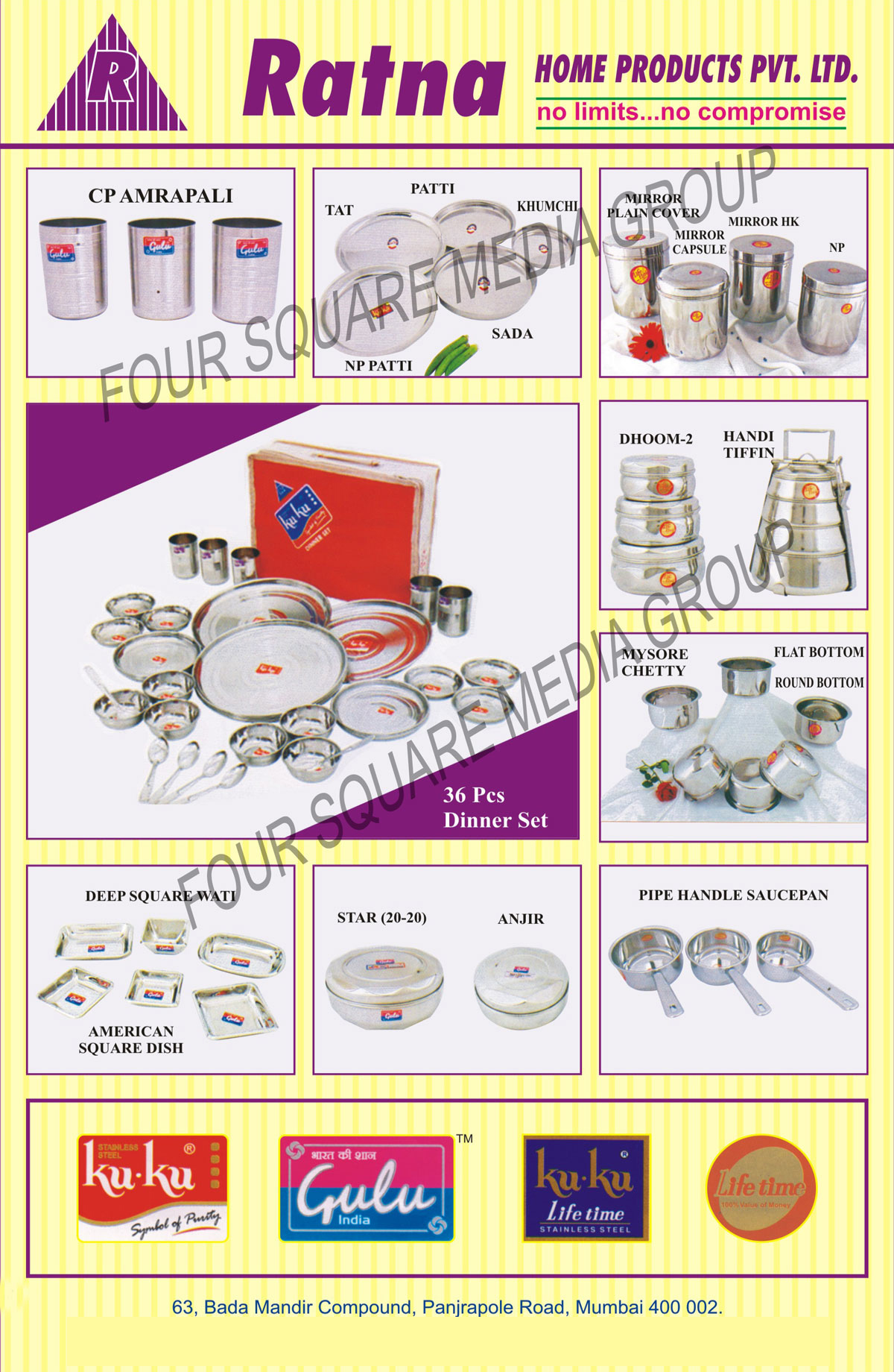 Stainless Steel Kitchenware, Stainless Steel Ware, Handi Stainless Steel Lunch Box, Stainless Steel Pipe Handle Saucepan, Stainless Steel American Square Dish, Stainless Steel Dinner Set,Khumcha Plate, Deep Dabba, Tiffin Boxes, Barni, Tope, Sauce Pan, Cutlery, Kitchen Equipments