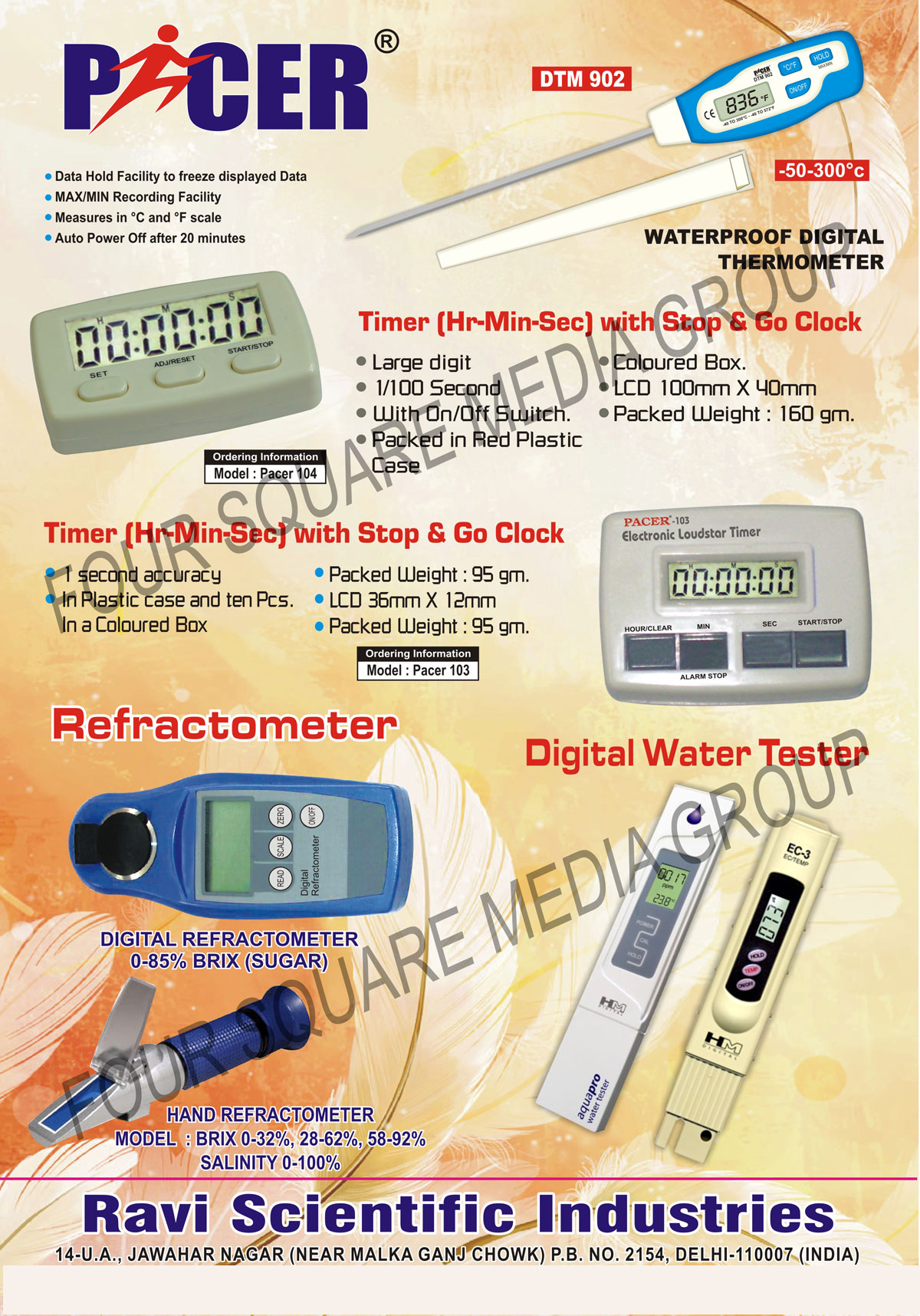 Digital Refractometer, Hand Refractometer, Digital Water Tester, Waterproof Digital Thermometer