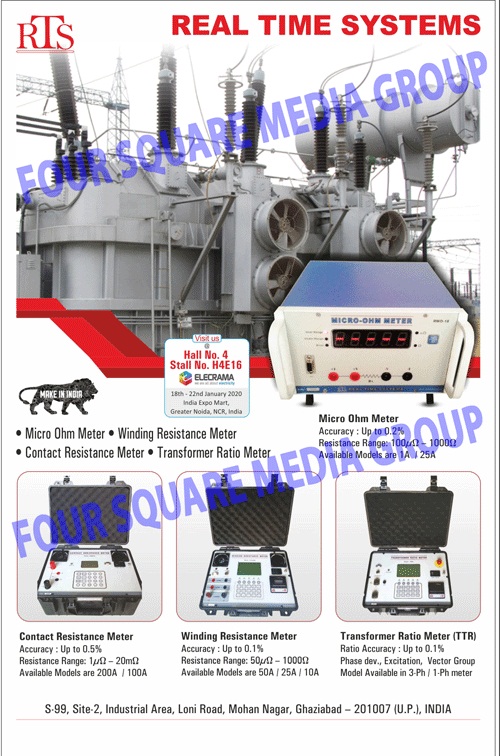 Micro OHM Meters, Winding Resistance Meters, Contact Resistance Meters, Transformer Ratio Meters