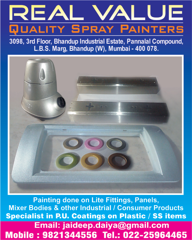 PU Coating on Plastic, PU Coating On Stainless Steel Products, PU Coating On SS Products, Plastic PU Coatings, SS Item PU Coatings, Stainless Steel Item PU Coatings, Light Fitting Paintings, Panel Paintings, Mixer Body Paintings, Industrial Product Paintings, Consumer Product Paintings,PU Coating