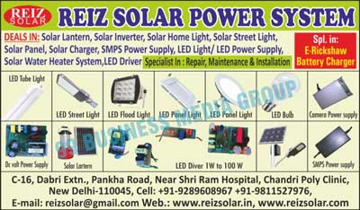 Led Drivers, Solar Home Lights, Solar Inverters, Solar Lanterns, Solar Street Lights, Solar Water Heater Systems, Led Lights, Led Tube Lights, Led Street Lights, Led Flood Lights, Led Panel Lights, Led Bulbs, SMPS Power Supplies, Solar Battery Chargers, LED Power Supplies, Solar Panels, Solar Chargers, DC Volt Power Supplies, Camera Power Supplies, Repairing Services, SMPS Transformers, Toroidal Core Transformers, Printed Circuit Board Mountable Transformers, Ferrite Core Transformers, EMI Line Filters, Inductor Chokes, Inductor Chowks, Lighting Transformers, Ferrite Core Transformers, Control Transformers, PCB Mountable Transformers, Surface Mountable Led Transformers, PCB Mountable Led Transformers, E-Rickshaw Battery Chargers