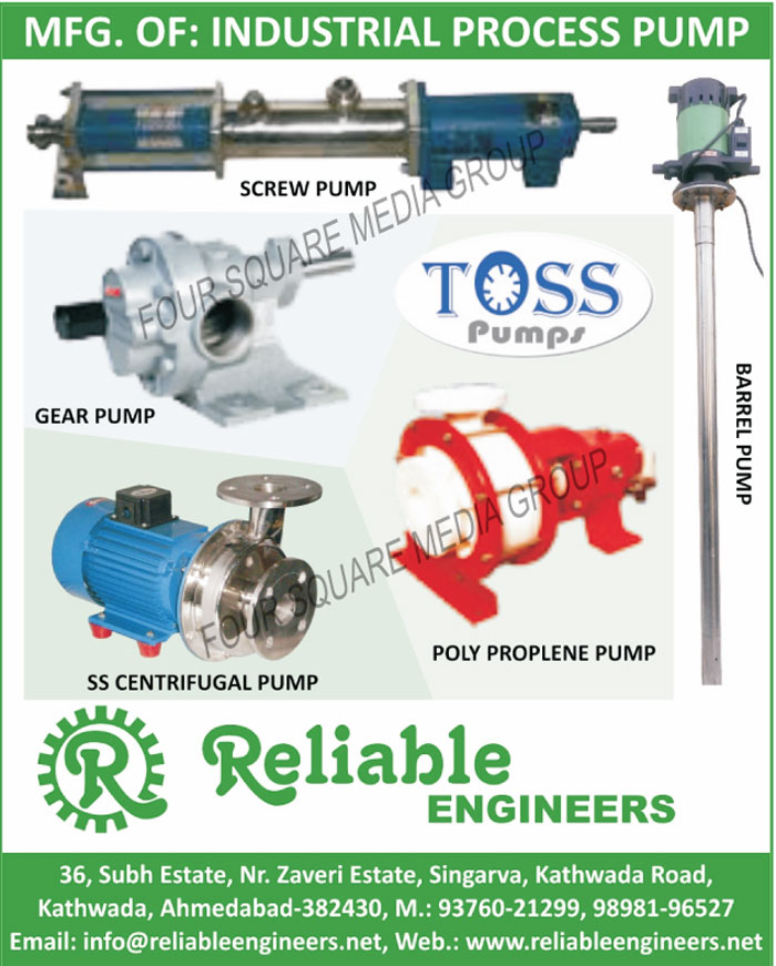 Industrial Process Valves, Screw Pumps, Gear Pumps, SS Centrifugal Pumps, Polypropylene Pumps, Stainless Steel Centrifugal Pumps, Barrel Pumps