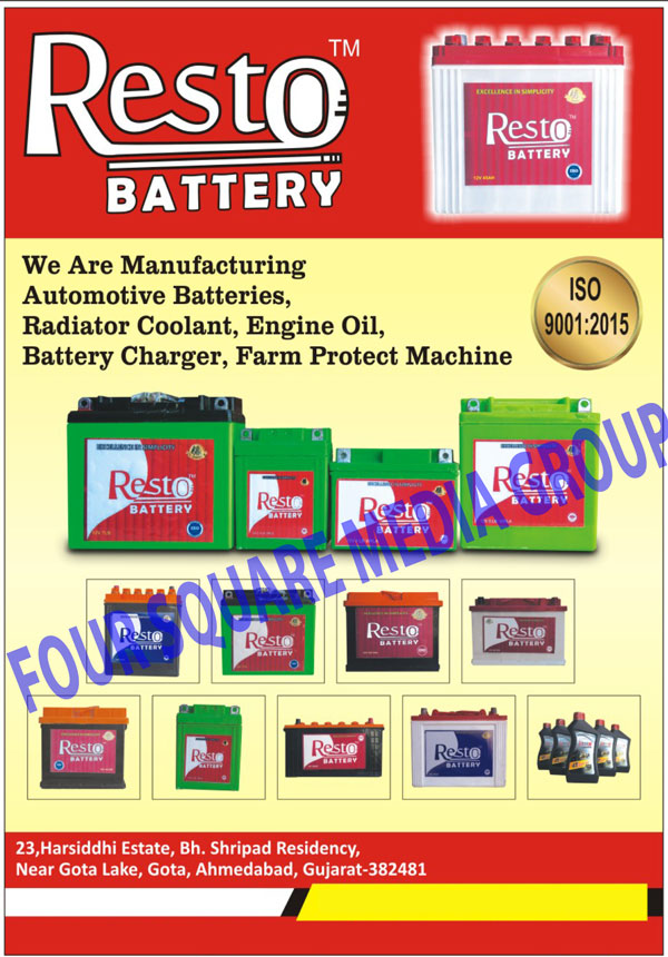 Automotive Batteries, Radiator Coolants, Engine Oils, Battery Chargers, Farm Protect Machines