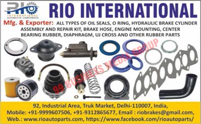 Oil Seals, O Rings, Hydraulic Brake Cylinder Assembly Kits, Hydraulic Brake Cylinder Repair Kits, Brake Hoses, Engine Mountings, Center Bearing Rubbers, Diaphragm Parts, UJ Cross Parts, Rubber Parts