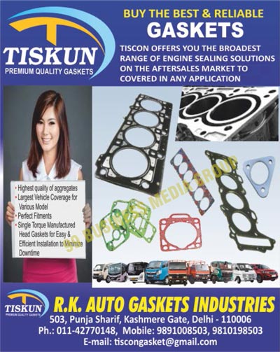 Industrial Gaskets, Automobile Gaskets, Gasket Materials, CAF Soft Material Gaskets, Heavy Vehicle Air Compressor Kits, Automotive Gaskets