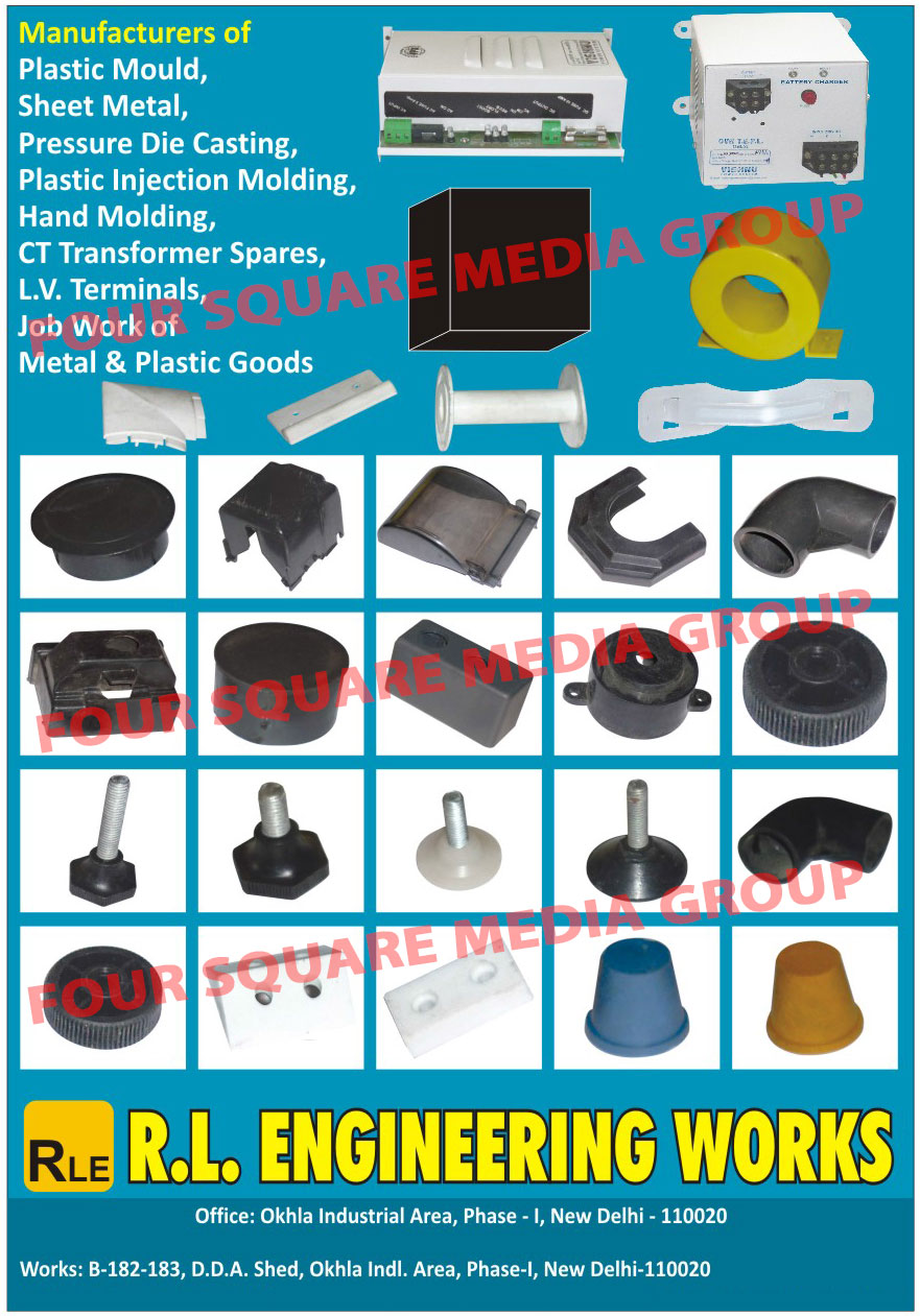 Plastic Moulds, Sheet Metal Moulds, Pressure Die Castings, Plastic Injection Mouldings, Hand Mouldings, CT Transformer Spares, LV Terminals, Metal Job Works, Plastic Good Job Works