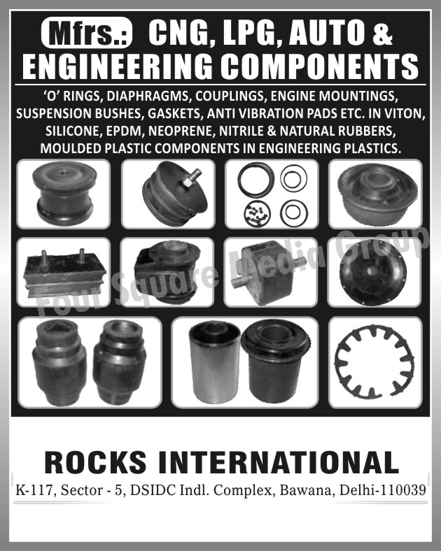 CNG Components, LPG Components, Auto Components, Engineering Components, Viton O Rings, Silicone O rings, EPDM O rings, Neoprene O rings, Nitrile O rings, Natural Rubber O rings, Viton Diaphragms, Silicone Diaphragms, EPDM Diaphragms, Neoprene Diaphragms, Nitrile Diaphragms, Natural Rubber Diaphragms, Viton Couplings, Silicone Couplings, EPDM Couplings, Neoprene Couplings, Nitrile Couplings, Natural Rubber Couplings, Viton Engine Mountings, Silicone Engine Mountings, EPDM Engine Mountings, Neoprene Engine Mountings, Nitrile Engine Mountings, Natural Rubber Engine Mountings, viton Suspension Bush, Silicone Suspension Bush, EPDM Suspension Bush, Neoprene Suspension Bush, Nitrile Suspension Bush, Natural Rubber Suspension Bush, Viton Gaskets, Silicon Gaskets, EPDM Gaskets, Neoprene Gaskets, Nitrile Gaskets, Natural Rubber Gaskets, Viton Anti Vibration Pads, Silicone Anti Vibration Pads, EPDM Anti vibration Pads, Neoprene Anti Vibration Pads, Nitrile Anti Vibration Pads, Natural Rubber Anti Vibration Pads, Moulded Plastic Components in Engineering Plastic,O Rings, Coupling, Engine Mountings, Suspension Bushes, Gaskets, Anti Vibration Pads