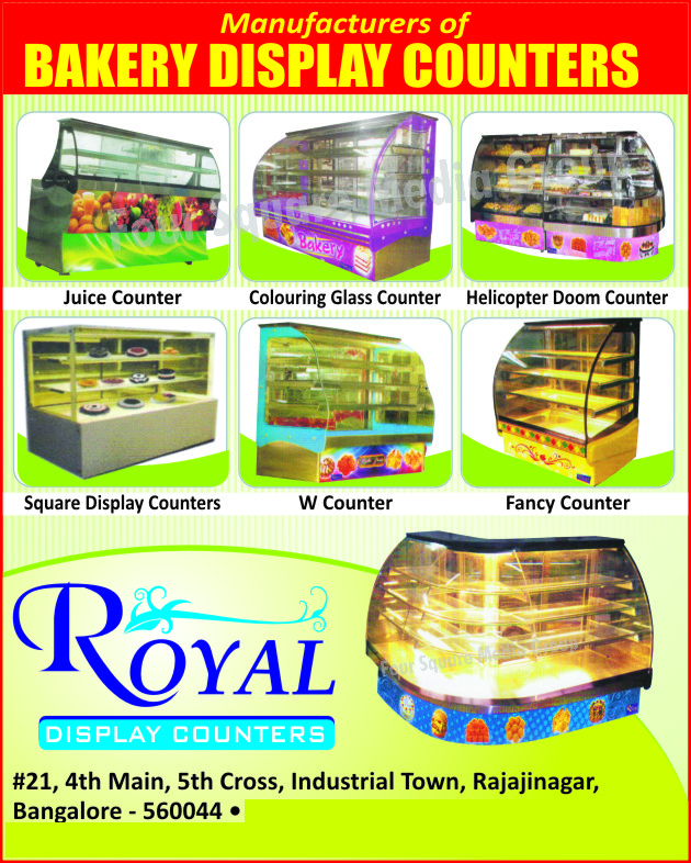 Juice Counters, Colouring Glass Counters, Helicopter Doom Counter, Square Display Counter, W Counter, Fancy Counter, Bakery Display Counters