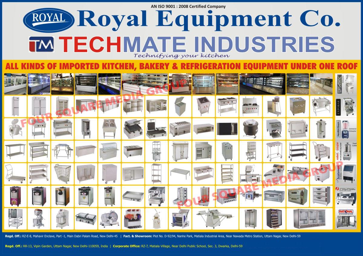 Commercial Kitchen Equipments, Glass Washer, Coffee Machines, Dishwasher, Food Ovens, Food Cutter, Ice Cube Making Machines, Induction Cooker, Cold Equipments, Hot Equipments, Gas Range, Stainless Steel Water Cooler, Display Counter, SS Water Cooler, Commercial Dishwashers, Ice Makers, Ice Flakers, Hood Type Dishwashers, Sprial Mixers, Chest Freezers, Deep Fat Fryers, Sandwich Grillers, Wet Masala Grinders, Wet Spice Grinders, Commercial Waffle Makers, Softy Machines, Softy Ice Cream Machines, Dough Kneading Machines, Chapati Plate with Puffer, Bakery Equipments, Refrigeration Equipments