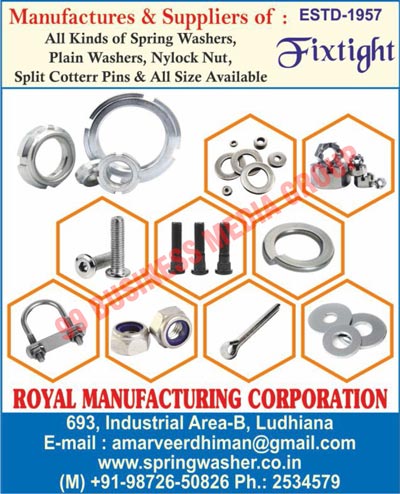 Spring Washers, Split Cotter Pins, Nylock Nuts, Split Cotter Pins, Plain Washers