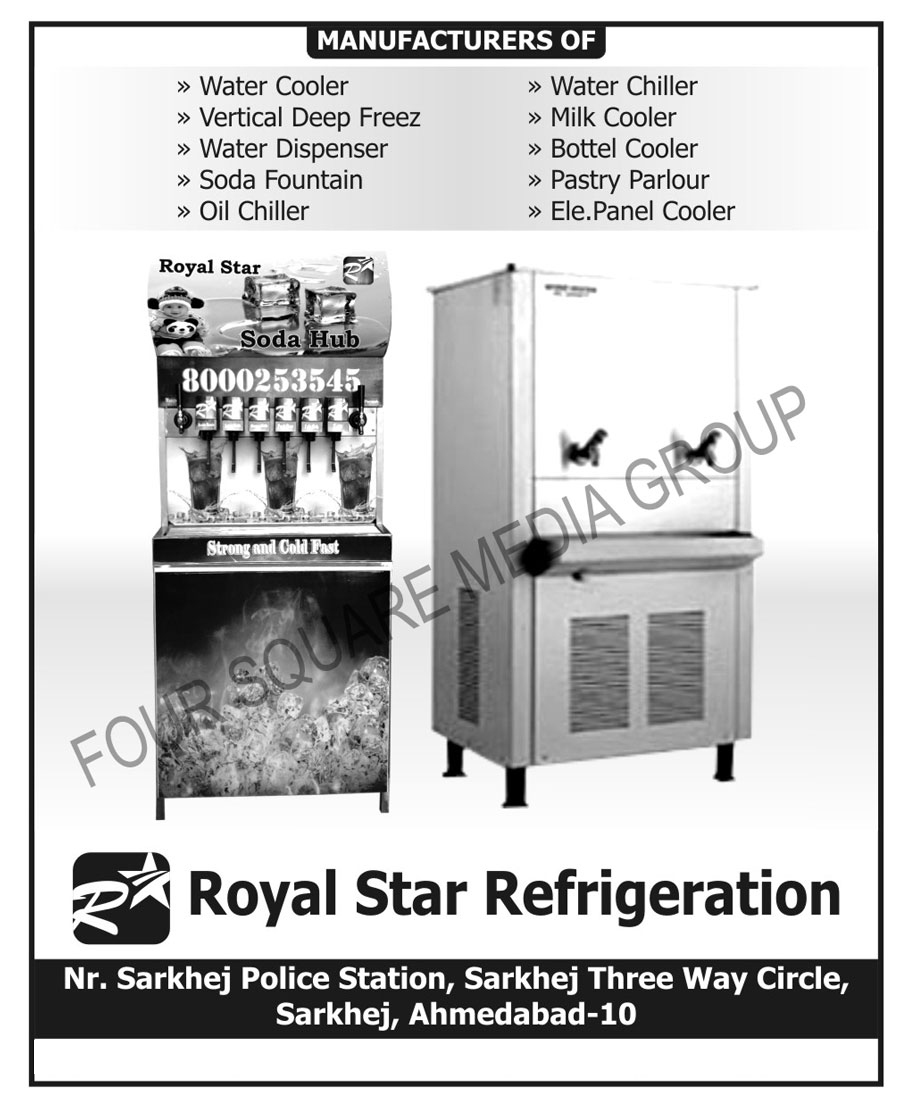 Water Cooler, Vertical Deep Freez, Water Dispenser, Soda Fountain, Oil Chiller, Water Chiller, Milk Cooler, Bottle Cooler, Pastry Parlour, Electronic Panel Cooler