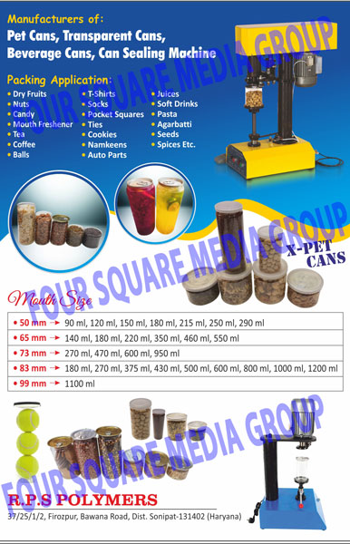 Pet Cans, Transparent Cans, Beverage Cans, Can Sealing Machines