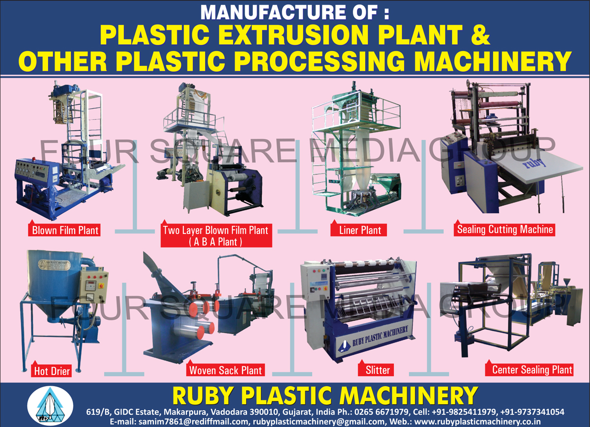 Blown Film Plants, Liner Plants, Sealing Cutting Machines, Hot Driers, Woven Sack Plants, Slitters, Centre Sealing Plants, Multi Layer Cast Film Line Plants, PE Stretch Film Plants, Two Layer Blown Film Plants, Plastic Extrusion Plants, Plastic Processing Machines, Plastic Processing Machinery