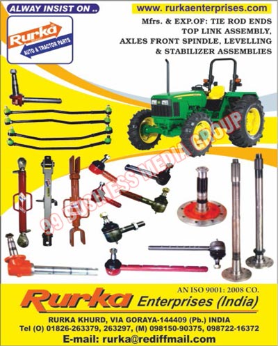 Automotive Spare Parts, Tractor Parts, Tractor Spare Parts, Tie Rod Ends, Top Link Assemblies, Axles, Front Spindles, Levelling Assemblies, Stabilizer Assemblies, Auto Parts