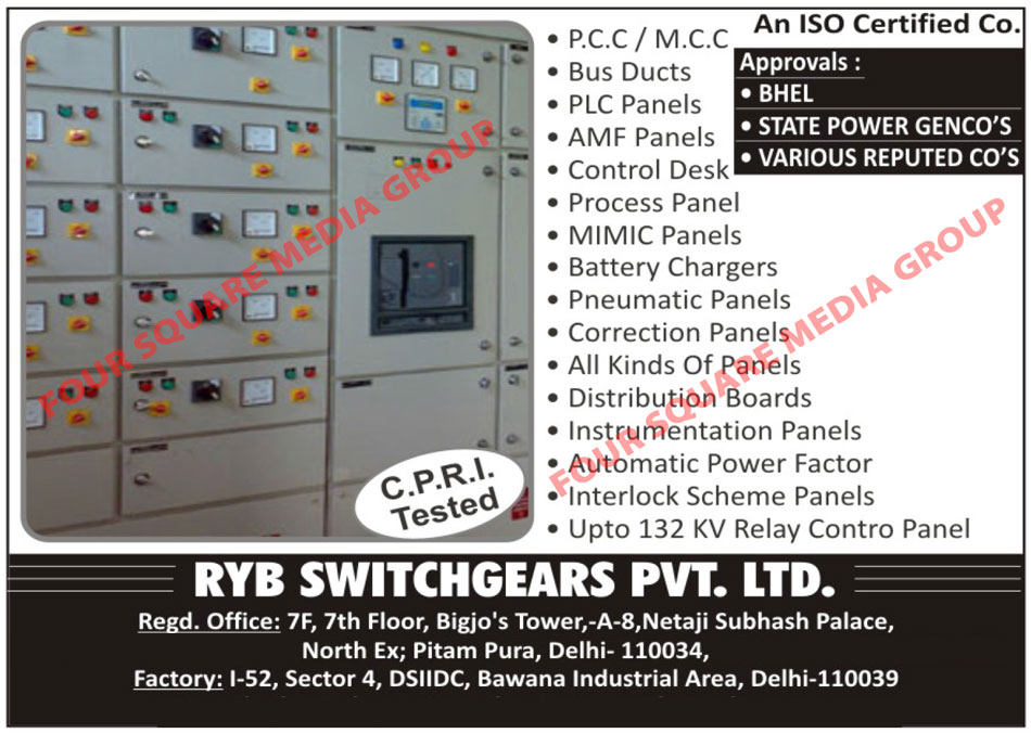 Control Desks, AMF Panels, PCC Panels, MCC Panels, Instrumentation Panels, Automatic Power Factors, Correction Panels, Process Panels, Battery Chargers, Relay Control Panels, Interlock Scheme Panels, Electrical Panels, PLC Panels, Pneumatic Panels, Distribution Boards, Bus Ducts, Mimic Panels