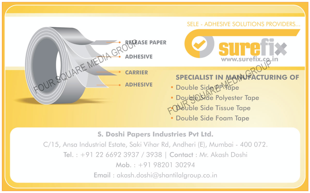 Double Side PP Tapes, Double Side Polyester Tapes, Double Side Tissue Tapes, Double Side Foam Tapes