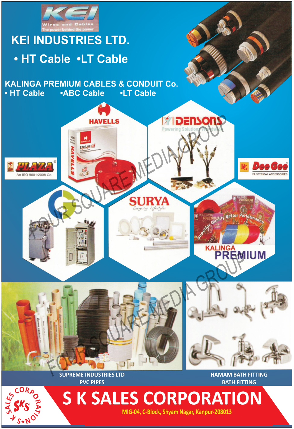 HT Cables, LT Cables, ABC Cables, PVC Pipes, Bath Fittings