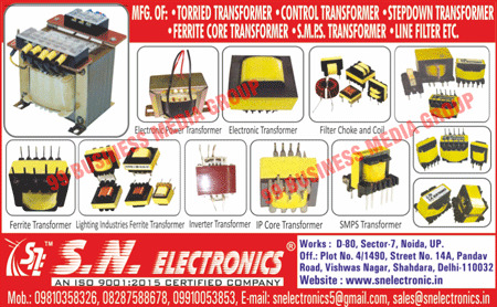 Control Transformers, Step Down Transformers, Ferrite Core Transformers, SMPS Transformers, Line Filters, Electronic Power Transformers, Electronic Transformers, Filter Chokes, Filter Coils, Inverter Transformers, IP Core Transformers, lighting Industry Ferrite Transformers, Ferrite Transformers, Torried Transformers