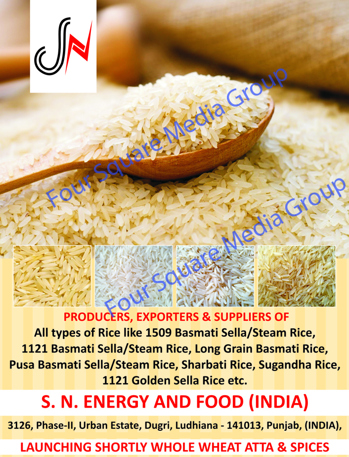 Rice, Basmati Rice, Basmati Sella Rice, Basmati Steam Rice, Long Grain Basmati Rice, Sharbati Rice, Sugandha Rice, Golden Sella Rice