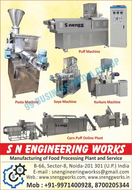 Pasta Machines, Soya Machines, Kurkure Machines, Puff Machines, Corn Puff Online Plants, Food Processing Plants