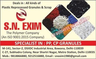 Plastic Polymers, Plastic Reprocessed Granules, Plastic Reprocessed Scraps, PP Granules, CP Granules