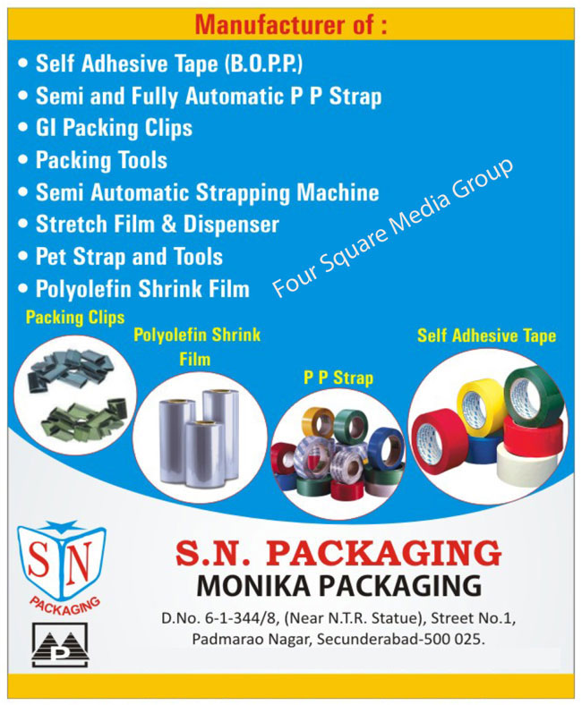 Self Adhesive Tape, BOPP Tape, Semi Automatic PP Strap, Fully Automatic PP Strap, GI Packing Clips, Packing Tool, Semi Automatic Strapping Machine, Stretch Film, Stretch Dispenser, Pet Strap, Pet Strap Tool, Polyolefin Shrink Film, PP Strap, Packing Clips, Strapping Machine